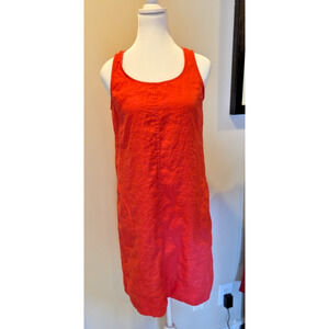 J. Jill Linen A-Line Shift Dress Pink/Red Womens Small Petite Vacation Lagenlook